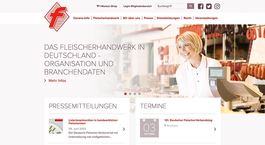 Screenshot Deutscher Fleischerverband