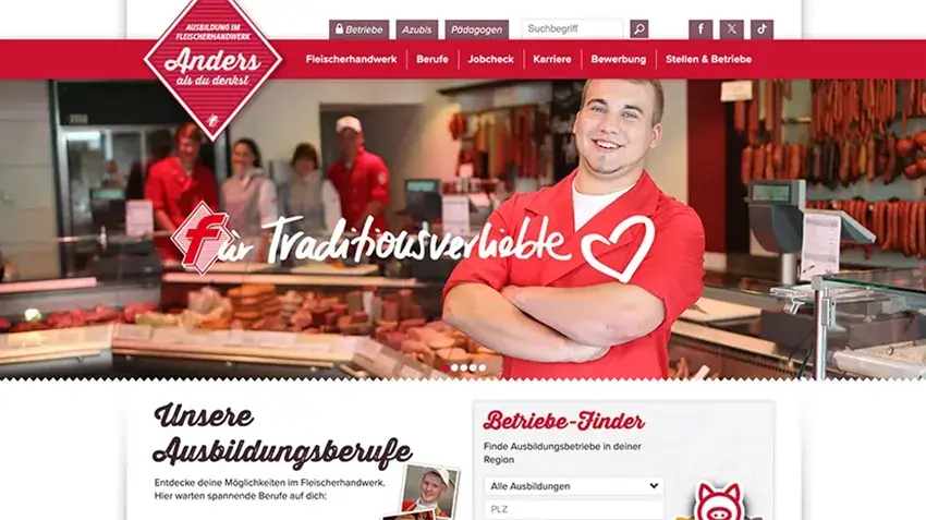 Screenshot Ausbildung im Fleischerhandwerk